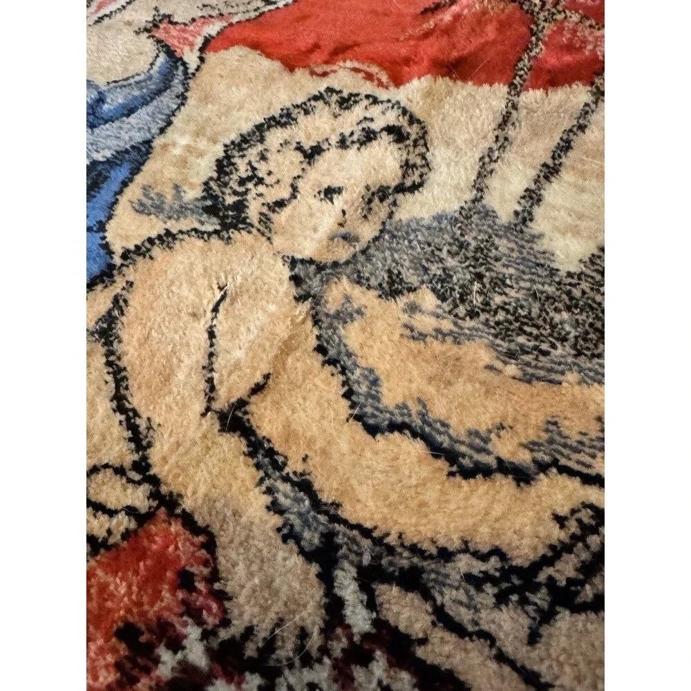 VTG VELVET TAPESTRY HOLY FAMILY WALL HANGING - MARY, JOSEPH, & BABY JESUS ITALY
